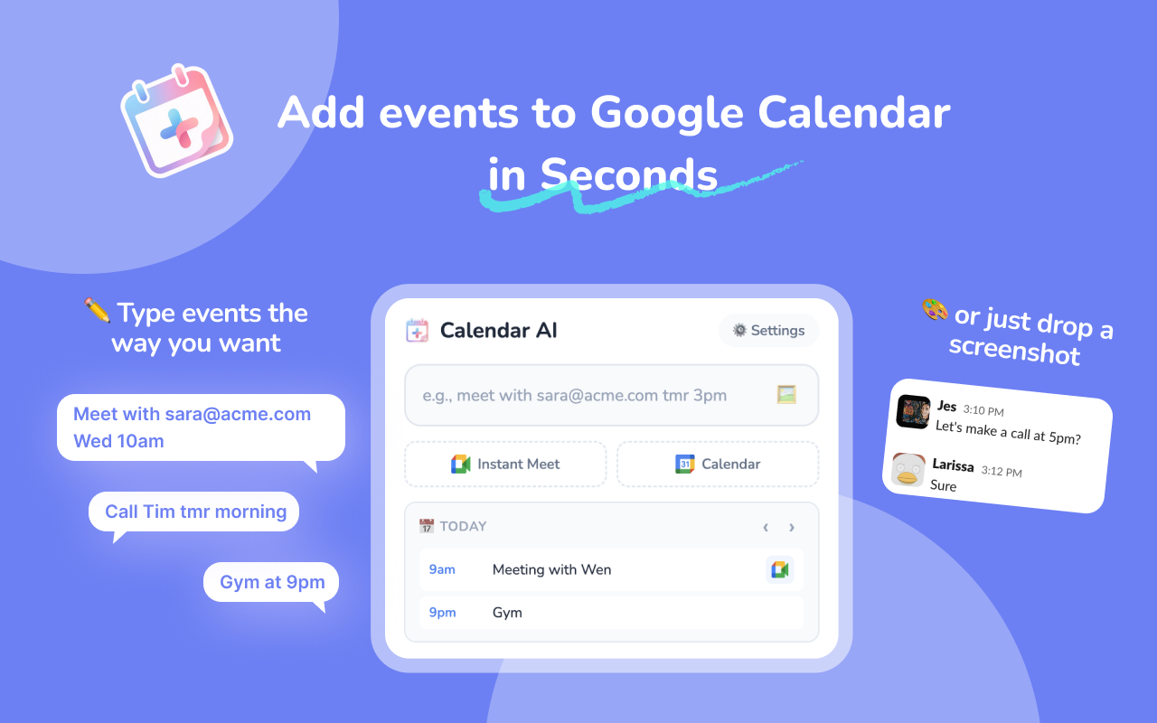 Calendar AI interface