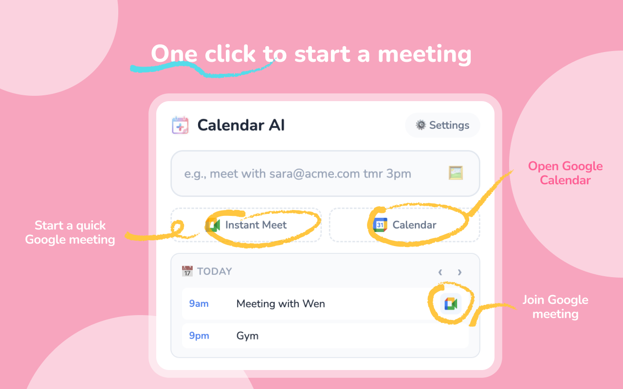One click meetings